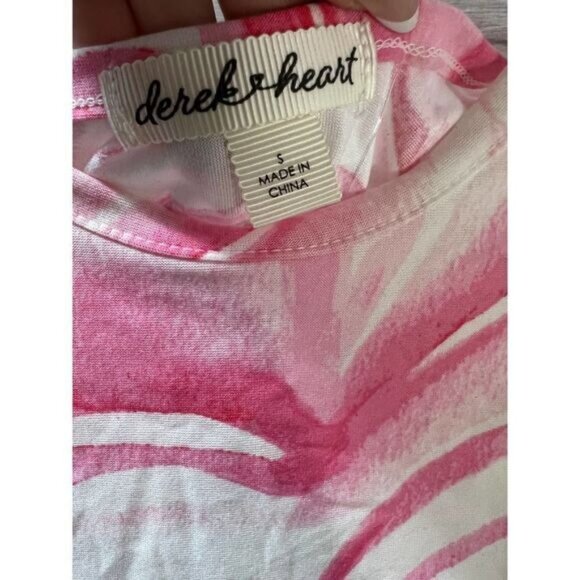 NEW Derek Heart Print Marble‎ Tank Top Cropped Small - Picture 4 of 4